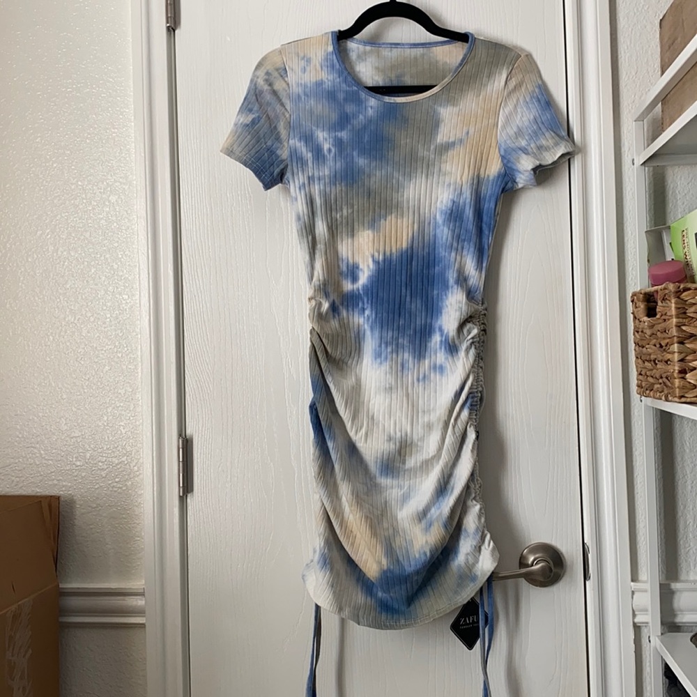 Zaful tie dye ruched bodycon dress